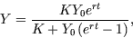 \begin{displaymath}
Y = \frac{K Y_0 e^{rt}}{K + Y_0 \left(e^{rt} - 1\right) },
\end{displaymath}